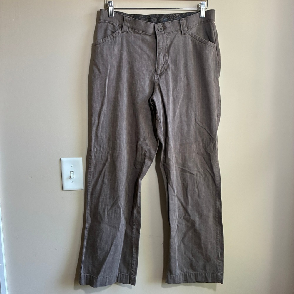Lee Comfort Waistband Herringbone Pants 12 Short Taupe Brown Womens Stretch